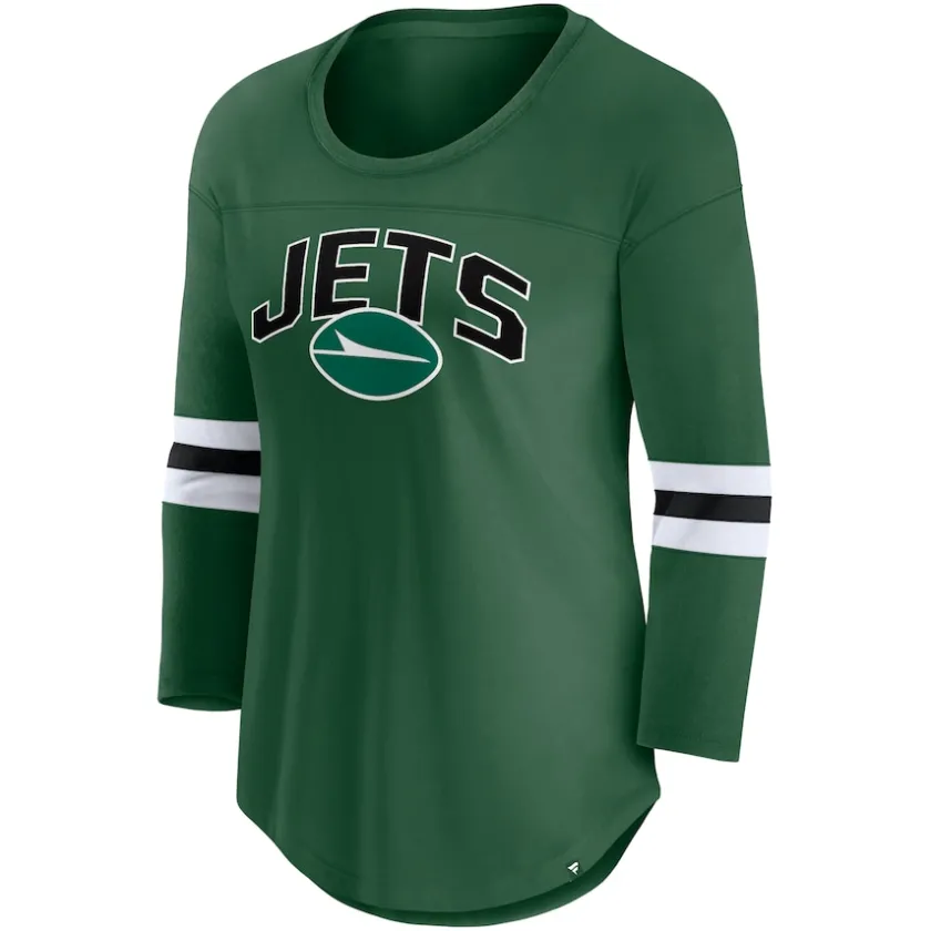 T-Shirts|Women^New York Jets Women's Fanatics Green First Team Arch Logo 3/4 Sleeve T-Shirt