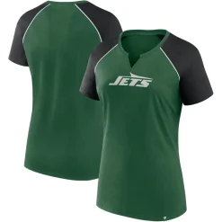 T-Shirts|Women^New York Jets Women's Fanatics Green/Black Glittered Primary Raglan T-Shirt