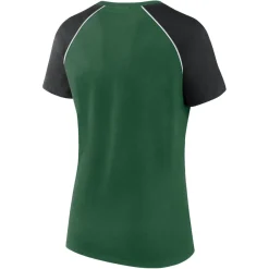T-Shirts|Women^New York Jets Women's Fanatics Green/Black Glittered Primary Raglan T-Shirt