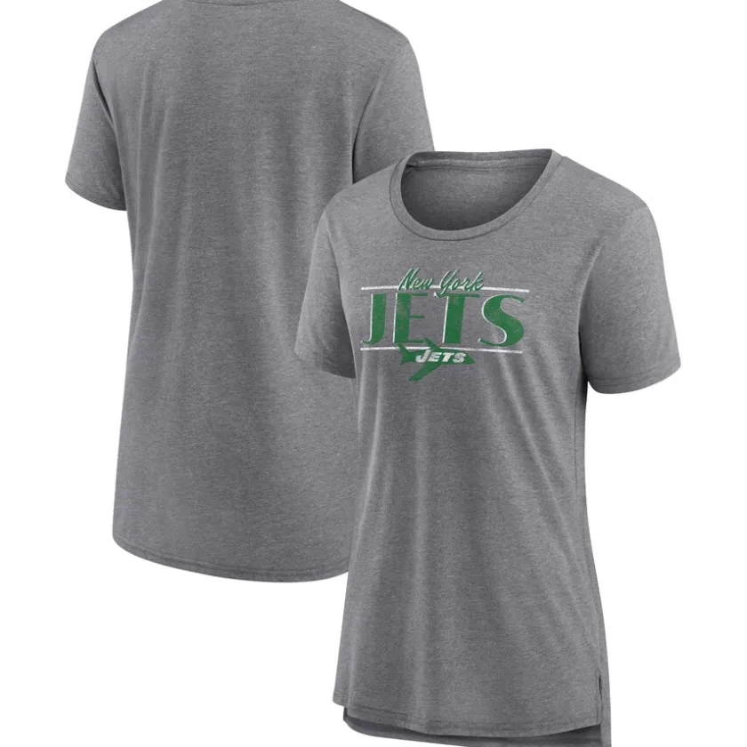 T-Shirts|Women^New York Jets Women's Fanatics Heather Gray Up The Middle Tri-Blend T-Shirt