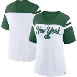 T-Shirts|Women^New York Jets Women's Fanatics White/Green Cheer Chant Fashion Crop Top