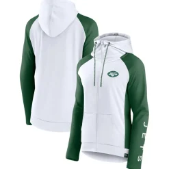 Jackets|Sweatshirts & Fleece^New York Jets Women's Fanatics White/Green End Around Lightweight Raglan Full-Zip Hoodie Jacket