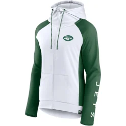 Jackets|Sweatshirts & Fleece^New York Jets Women's Fanatics White/Green End Around Lightweight Raglan Full-Zip Hoodie Jacket