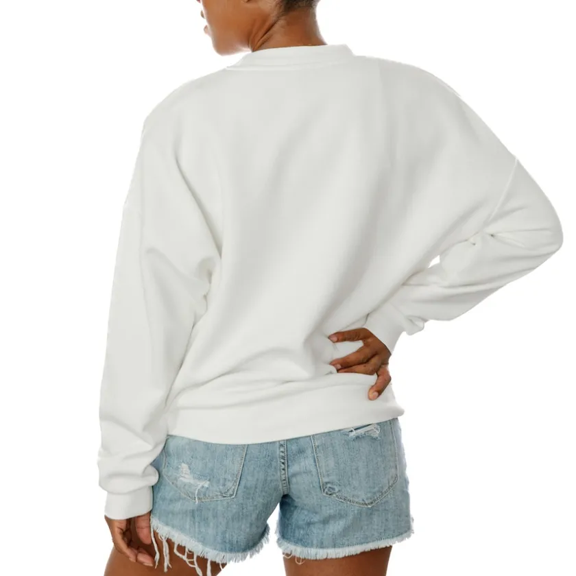 Sweatshirts & Fleece|Women^New York Jets Women's Gameday Couture White Sunday Drives Oversized Crewneck Pullover Sweatshirt