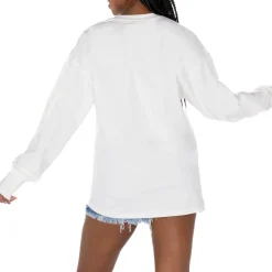 Jackets^New York Jets Women's Gameday Couture White Time Out Oversized Long Sleeve T-Shirt
