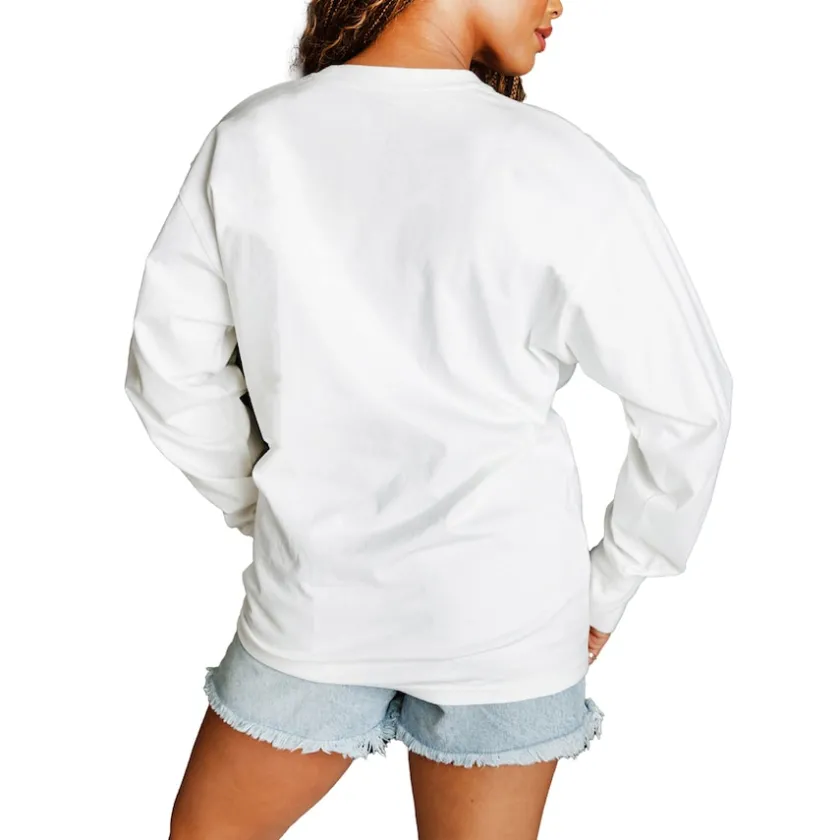 Jackets^New York Jets Women's Gameday Couture White Classic Comeback Oversized Long Sleeve T-Shirt