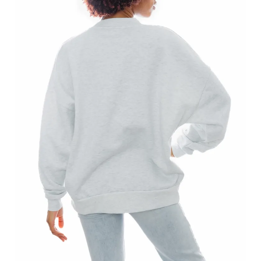 Jackets|Sweatshirts & Fleece^New York Jets Women's Gameday Couture Ash Gridiron Goals Premium Drop Shoulder Pullover Sweatshirt