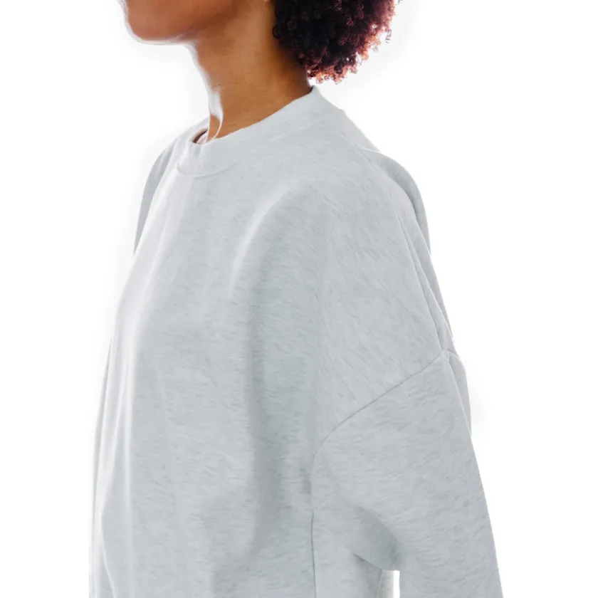 Jackets|Sweatshirts & Fleece^New York Jets Women's Gameday Couture Ash Gridiron Goals Premium Drop Shoulder Pullover Sweatshirt