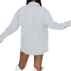 Sweaters & Dress Shirts^New York Jets Women's Gameday Couture Ash Full-Button Long Sleeve Overshirt