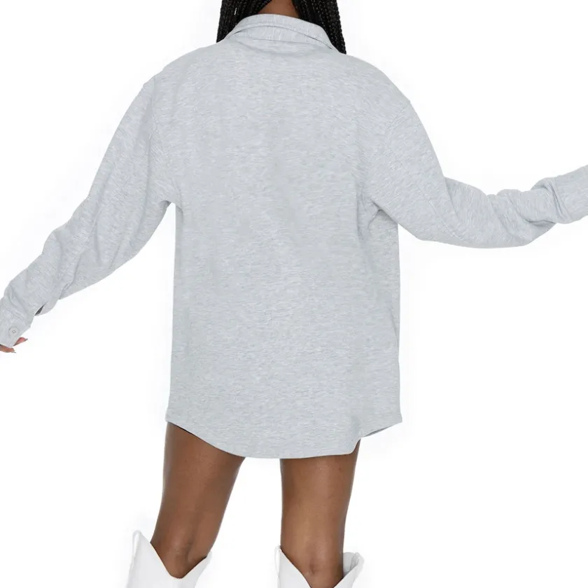 Sweaters & Dress Shirts^New York Jets Women's Gameday Couture Ash Full-Button Long Sleeve Overshirt