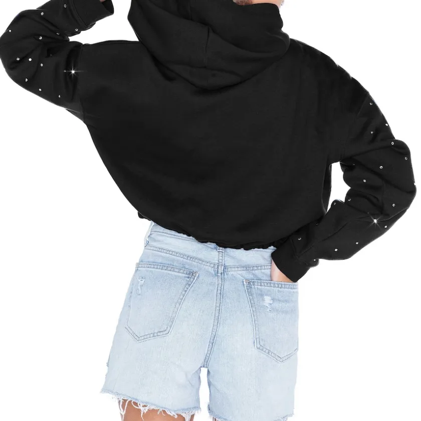 Jackets^New York Jets Women's Gameday Couture Black Like A Star Scrunch Waist Pullover Hoodie