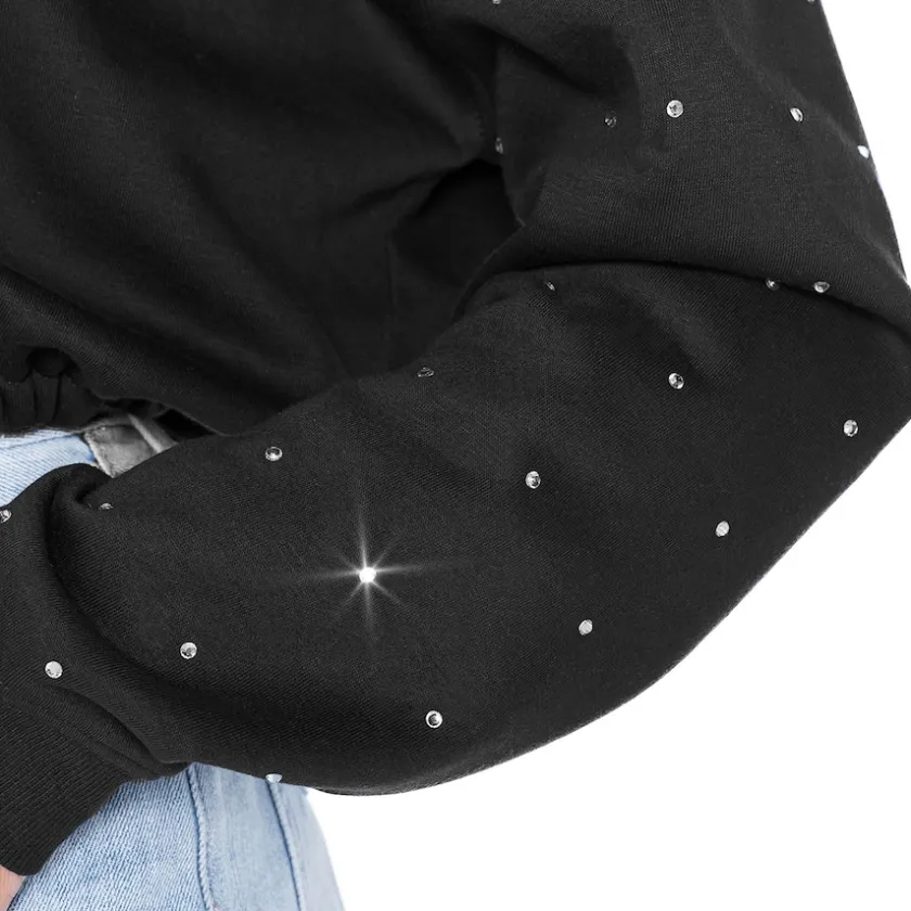 Jackets^New York Jets Women's Gameday Couture Black Like A Star Scrunch Waist Pullover Hoodie