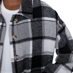Sweaters & Dress Shirts^New York Jets Women's Gameday Couture Gray Fieldside Fun Plaid Button-Up Overshirt