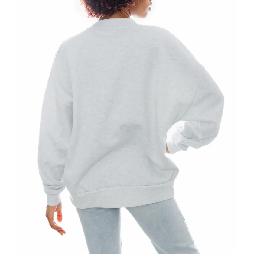 Jackets|Sweatshirts & Fleece^New York Jets Women's Gameday Couture Oatmeal Superstar Premium Fleece Drop Shoulder Pullover Sweatshirt
