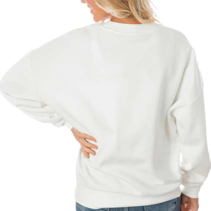 Sweatshirts & Fleece|Women^New York Jets Women's Gameday Couture White Oversized Line Pullover Sweatshirt