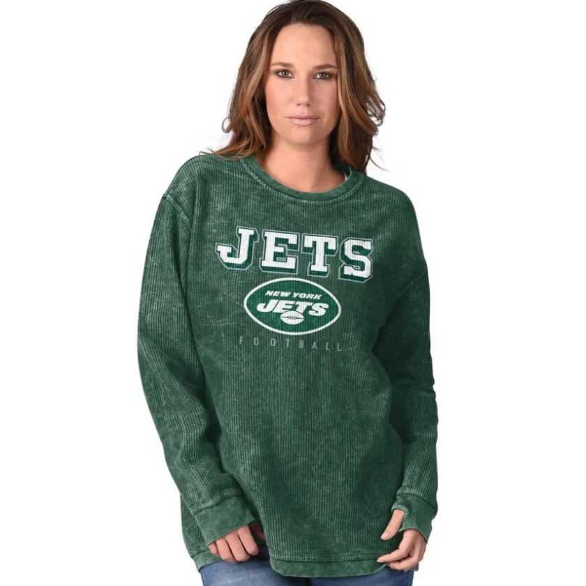 Sweatshirts & Fleece|Women^New York Jets Women's G-III 4Her By Carl Banks Green Comfy Cord Pullover Sweatshirt