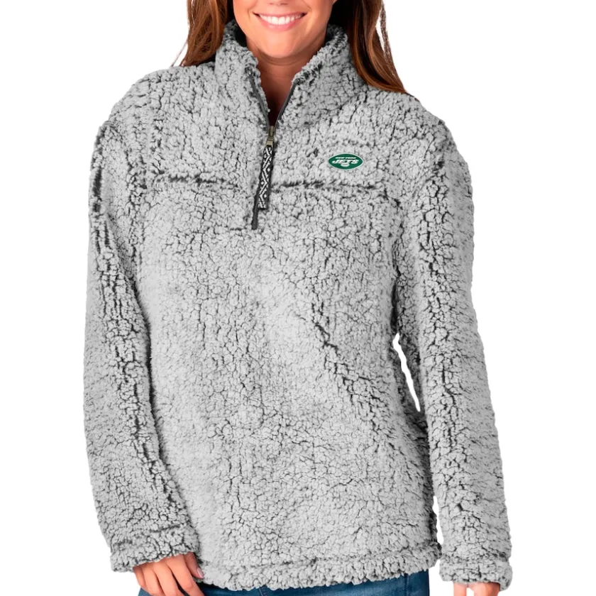 Jackets|Sweatshirts & Fleece^New York Jets Women's G-III 4Her By Carl Banks Gray Sherpa Full-Zip Jacket