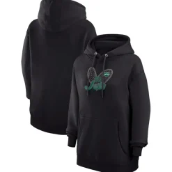 Jackets^New York Jets Women's G-III 4Her By Carl Banks Black Animal Print Heart Team Graphic Fleece Tri-Blend Pullover Hoodie