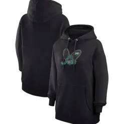 Jackets^New York Jets Women's G-III 4Her By Carl Banks Black Animal Print Heart Team Graphic Fleece Tri-Blend Pullover Hoodie