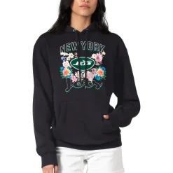 Jackets^New York Jets Women's G-III 4Her By Carl Banks Black Flowers Team Logo Graphic Fleece Pullover Hoodie