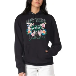 Jackets^New York Jets Women's G-III 4Her By Carl Banks Black Flowers Team Logo Graphic Fleece Pullover Hoodie