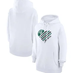 Jackets^New York Jets Women's G-III 4Her By Carl Banks White Heart Fleece Tri-Blend Pullover Hoodie
