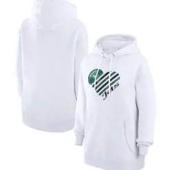 Jackets^New York Jets Women's G-III 4Her By Carl Banks White Heart Fleece Tri-Blend Pullover Hoodie