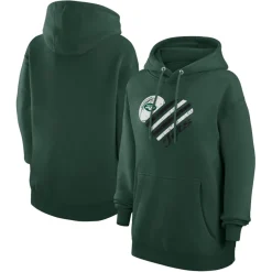 Jackets^New York Jets Women's G-III 4Her By Carl Banks Green Heart Fleece Tri-Blend Pullover Hoodie