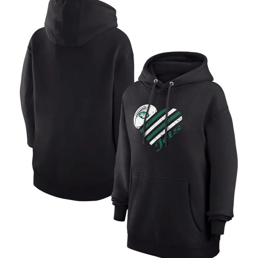 Jackets^New York Jets Women's G-III 4Her By Carl Banks Black Heart Fleece Tri-Blend Pullover Hoodie