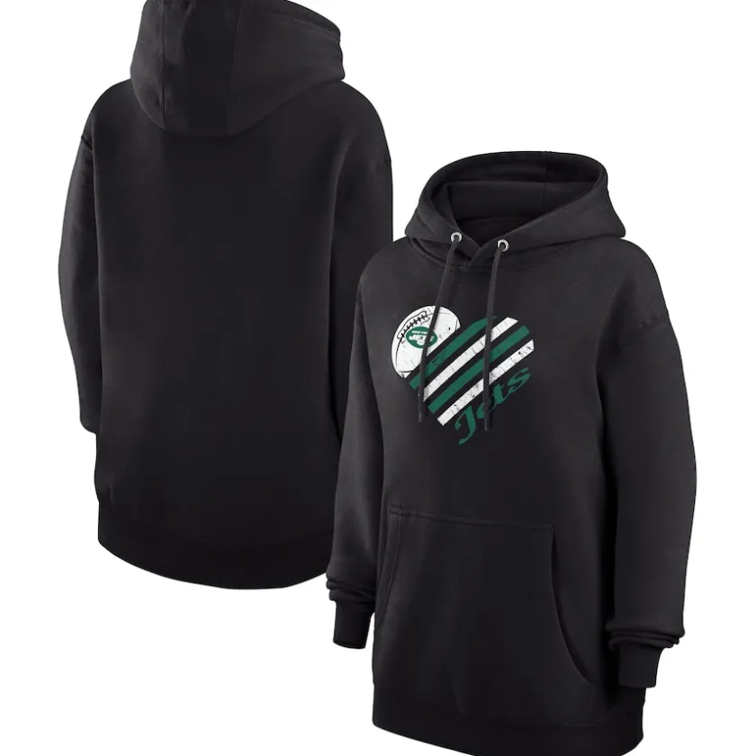 Jackets^New York Jets Women's G-III 4Her By Carl Banks Black Heart Fleece Tri-Blend Pullover Hoodie