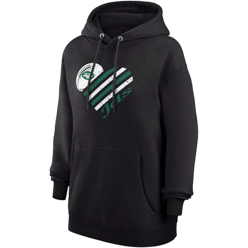 Jackets^New York Jets Women's G-III 4Her By Carl Banks Black Heart Fleece Tri-Blend Pullover Hoodie