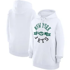 Jackets^New York Jets Women's G-III 4Her By Carl Banks White Large Round Team Graphic Fleece Pullover Hoodie