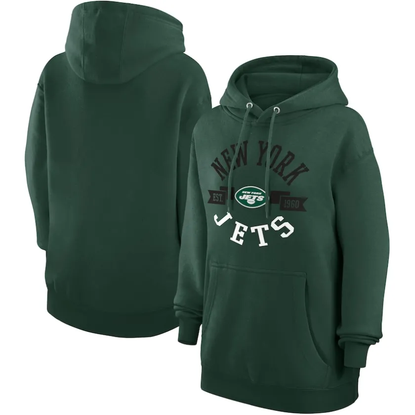 Jackets^New York Jets Women's G-III 4Her By Carl Banks Green Large Round Team Graphic Fleece Pullover Hoodie