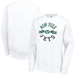 Sweatshirts & Fleece|Women^New York Jets Women's G-III 4Her By Carl Banks White Large Round Team Graphic Fleece Pullover Sweatshirt