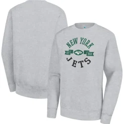Sweatshirts & Fleece|Women^New York Jets Women's G-III 4Her By Carl Banks Heather Gray Large Round Team Graphic Fleece Pullover Sweatshirt