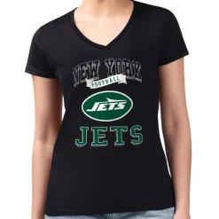 T-Shirts|Women^New York Jets Women's G-III 4Her By Carl Banks Black Team Fitted V-Neck T-Shirt