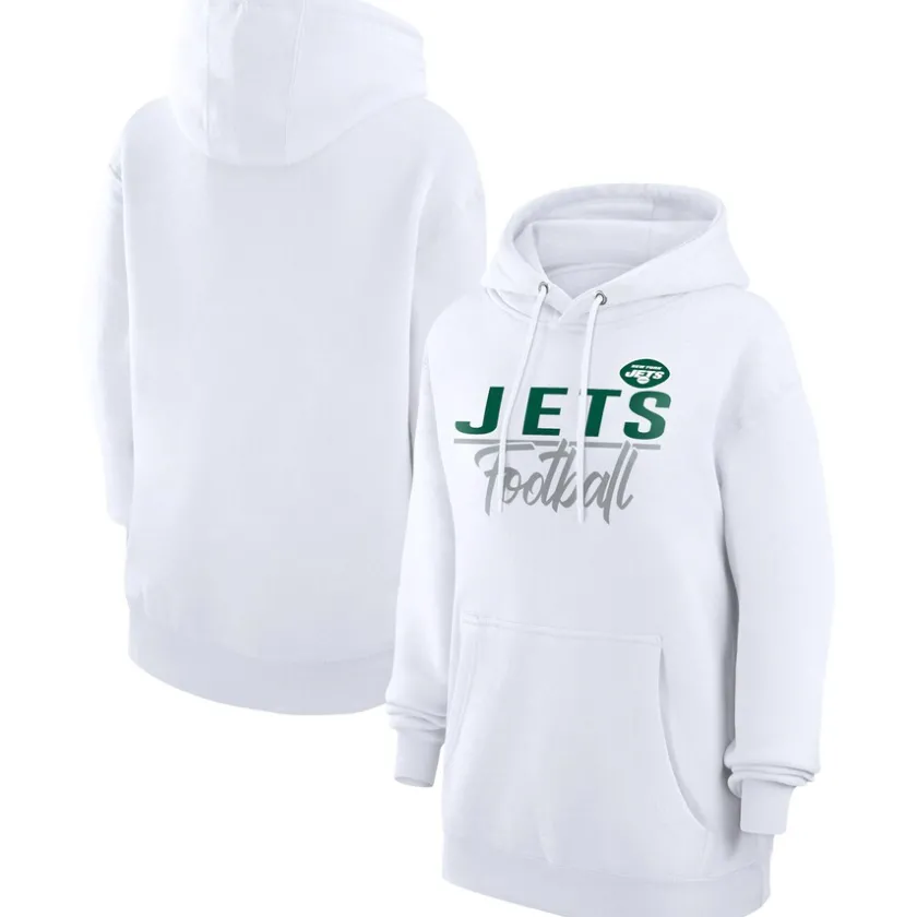 Jackets^New York Jets Women's G-III 4Her By Carl Banks White Team Sport Tri-Blend Fleece Pullover Hoodie
