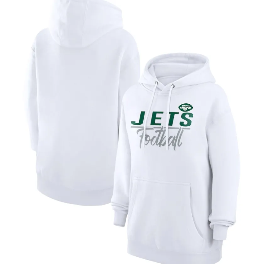 Jackets^New York Jets Women's G-III 4Her By Carl Banks White Team Sport Tri-Blend Fleece Pullover Hoodie