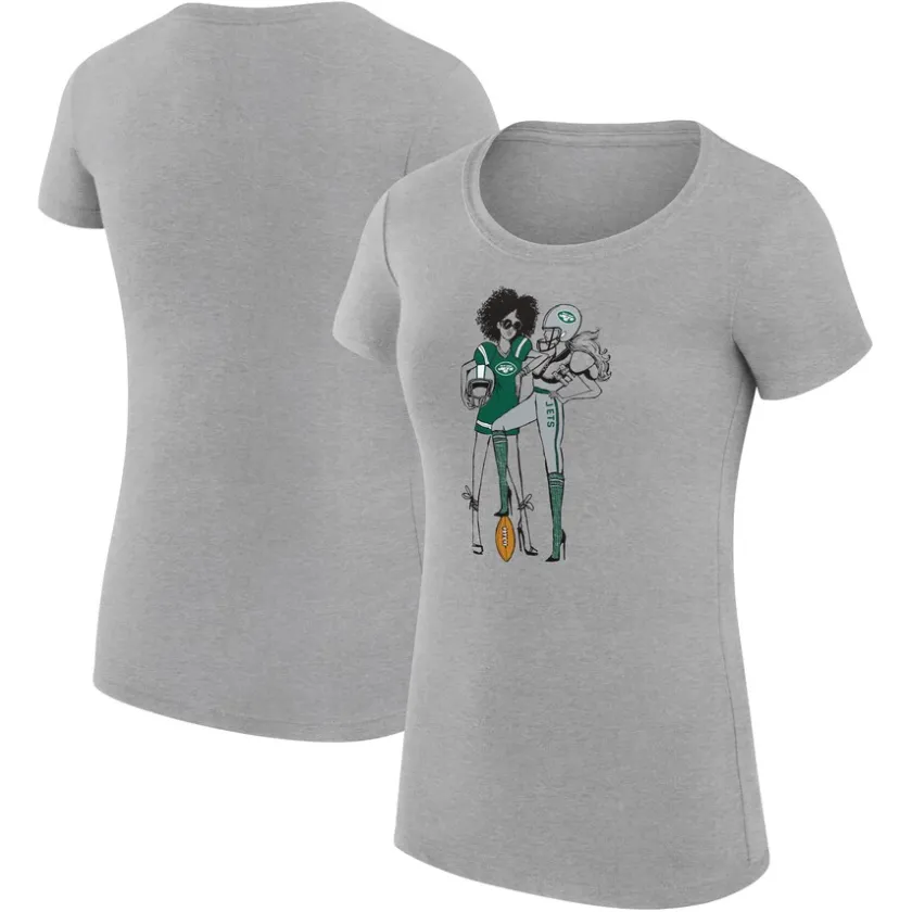Jackets^New York Jets Women's G-III 4Her By Carl Banks Heather Gray Football Girls Fitted T-Shirt