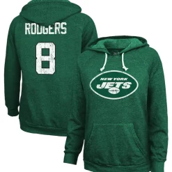Sweatshirts & Fleece|Women^New York Jets Women's Majestic Threads Aaron Rodgers Green Name & Number Tri-Blend Pullover Hoodie