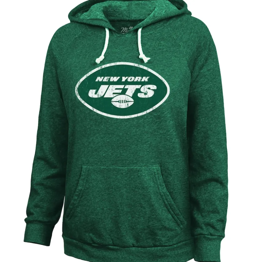 Sweatshirts & Fleece|Women^New York Jets Women's Majestic Threads Aaron Rodgers Green Name & Number Tri-Blend Pullover Hoodie