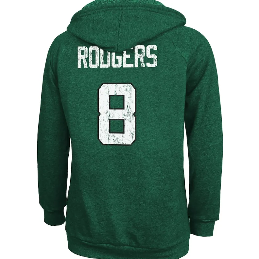 Sweatshirts & Fleece|Women^New York Jets Women's Majestic Threads Aaron Rodgers Green Name & Number Tri-Blend Pullover Hoodie