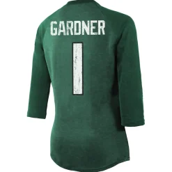 T-Shirts|Women^New York Jets Women's Majestic Threads Ahmad Sauce Gardner Green Player Name & Number Tri-Blend 3/4-Sleeve Fitted T-Shirt