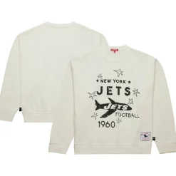 Sweatshirts & Fleece|Women^New York Jets Women's Mitchell & Ness Cream Throwback Logo 3.0 Pullover Sweatshirt
