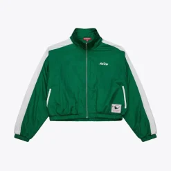 Jackets^New York Jets Women's Mitchell & Ness Green Nylon Cropped Full-Zip Jacket