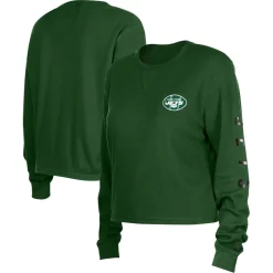Long Sleeved^New York Jets Women's New Era Green Thermal Crop Long Sleeve T-Shirt