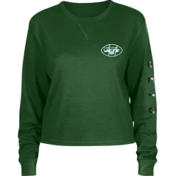 Long Sleeved^New York Jets Women's New Era Green Thermal Crop Long Sleeve T-Shirt