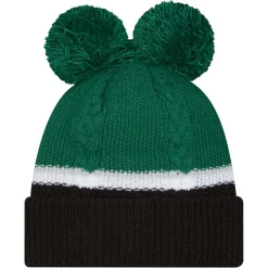 Hats|Women^New York Jets Women's New Era Green Double Bubble Cuffed Knit Hat With Poms
