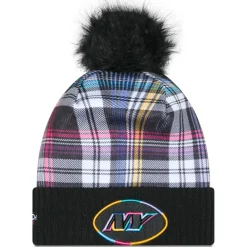 Hats|Women^New York Jets Women's New Era Black 2024 NFL Crucial Catch Cuffed Knit Hat With Pom