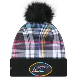 Hats|Women^New York Jets Women's New Era Black 2024 NFL Crucial Catch Cuffed Knit Hat With Pom